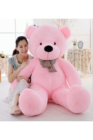 160 Cm Papyonlu Peluş Ayı-Dev Boy-Sevgiliye Özel Hediye - % 100 Y Bej