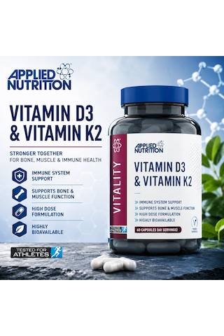 Applied Nutrition Vitamin D3 K2 4000 Iu High Dose Formula Best Immune 60 Caps