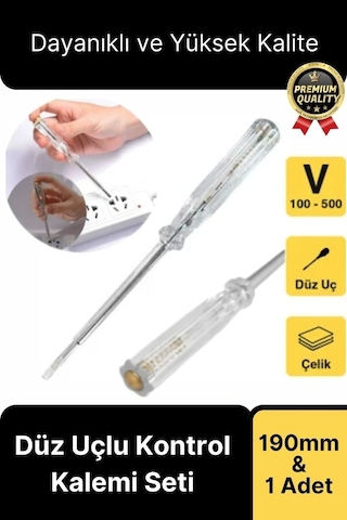 Özel Üretim Ev Ofis Akım Test Uzun Vida Tornavida Düz Uçlu Elektrik Kontrol Kalemi Seti 190mm-1 Adet