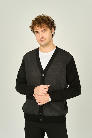 Ateş Triko Erkek Cep Detaylı V Yaka Yün Hırka 4490 Siyah Siyah