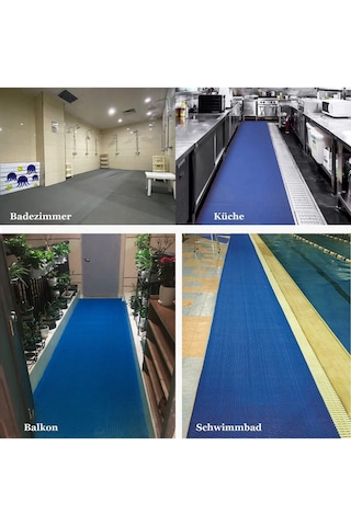 Banyo Duş Havuz Zincir Mat Paspas Kaydırmaz Pvc Paspas / Mavi / Ebat: 90 Cm. Mavi
