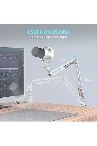 Fifine Amplitank K688ct Xlr/usb Rgb Dinamik Beyaz Yayinci Mikrofon Seti