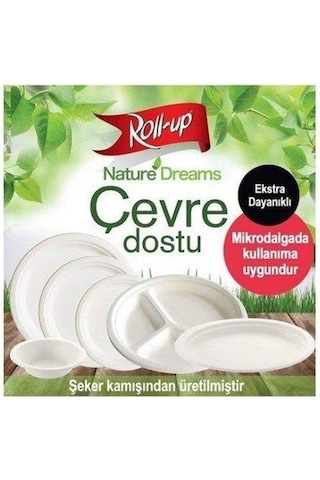 Roll-up Nature Ekolojik Karton Kağıt Parti Tek Kullanımlık Kare Tabak - 26 Cm. - 6 Adetlik 1 Paket