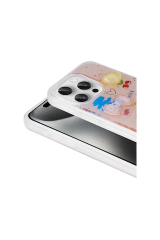 Nourthkiingdom Apple Uyumlu iPhone 15 Pro Max Kabartma Figürlü Parlak Nrtk Minimini Silikon Kılıf-kırmızı Kırmızı