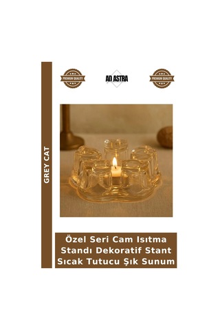 Özel Seri Cam Isıtma Standı Dekoratif Stant Sıcak Tutucu Şık Sunum Çok Renkli