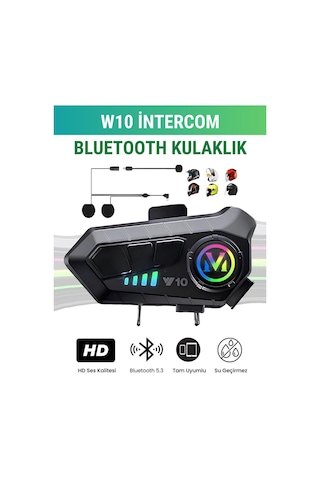 İntercom Y10 5.3 Bluetooth Motosiklet Kask Kulaklık İntercom Rgb Işıklı Su Geçirmez