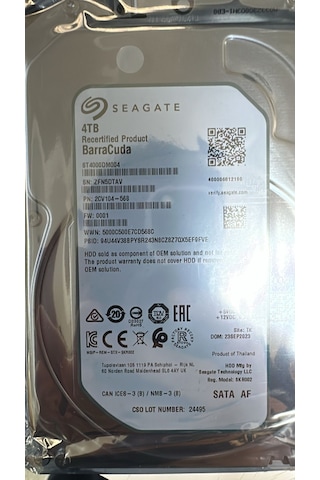 3.5" Seagate Barracuda St4000dm004 Sata 3.0 5400 Rpm 3.5" 4 Tb Harddisk Diğer