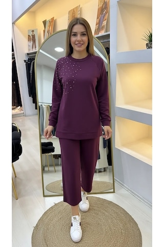 Nuss 1076 Taş Detay Takım Murdum Mürdüm