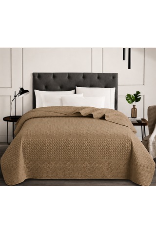 Kapreo Home Çok Amaçlı Çift Taraflı 8tek Kişilik Yatak Örtüsü 160 X 220 Açık Kahverengi