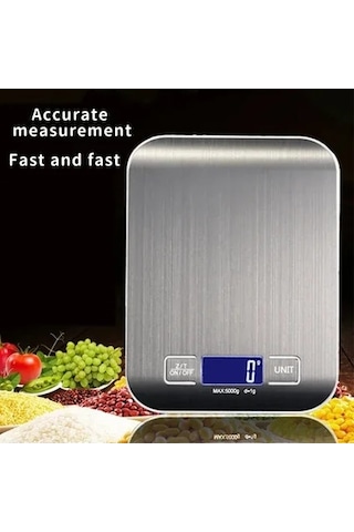 Metal Dijital Mutfak Terazisi Hassas Tartı 5 Kg Crown 5570 Gümüş
