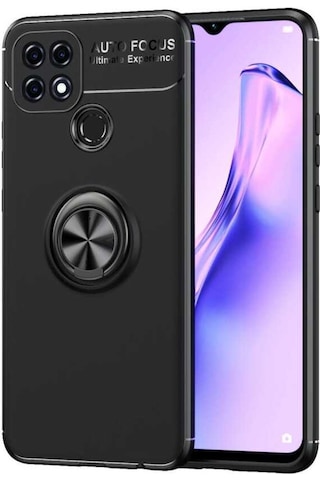 Oppo A15 Kılıf Zore Ravel Yüzüklü Silikon Kılıf