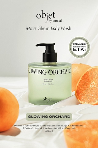 Pürüzsüzleştirici Nemlendirici Saten Bitişli Duş Jeli Kundal Moist Gleam Body Wash Glowing Orchard Narenciye