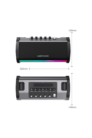 Lenyes S863 Rgb Led Işıklı Mikrofonlu Tws Bluetooth Speaker Hoparlör V5.3 Siyah Siyah