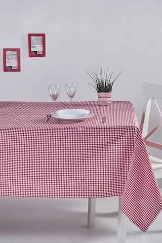 Kareli Desen Pötikareli Masa Örtüsü Kırmızı