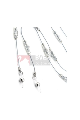Modern Kristal Boncuk Gözlük Askısı-Abiye Lüx Model Gri