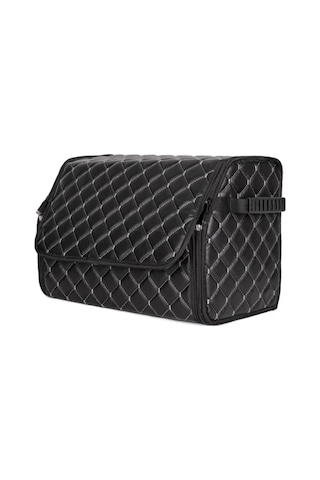 Oto Bagaj Organizeri Kapitone Deri Çanta Beyaz Dikişli Siyah