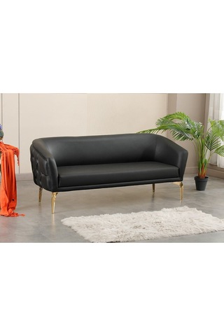 Tekli İmalattan Siyah Kapiton Deri Ofis Koltuk Takımı Siyah