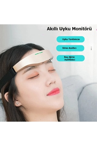 Monozone Akıllı Kafa Masajı Elektrikli Masaj Cihazı Uyku Düzeni Altın