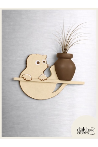 Kedi Bıyığı Toplayıcı Magnet-vazolu Buzdolabı Süs-2 Renkli Kedi Bıyığı Biriktirme Magnet Bej