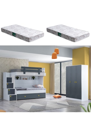 Ranza, Metris Yavrulu Ranza 3 Kapaklı Dolap 2 Adet Comfort Yatak 90 X 190 CM
