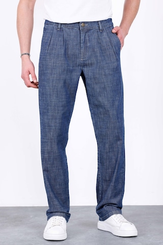 HLT Jeans Erkek Koyu Mavi Yazlık Çift Pileli Rahat Kesim Beli Lastikli Bol Paça Baggy Pantolon Albert-1994