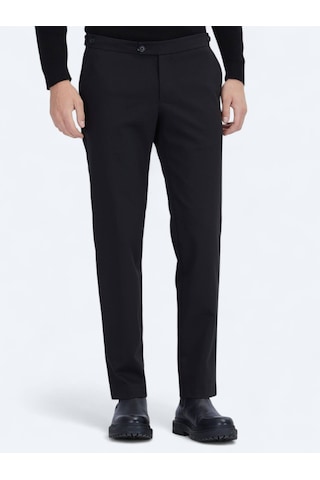 Kip Siyah Dokuma Regular Fit Smart Casual Pamuk Karışımlı Pantolon Siyah