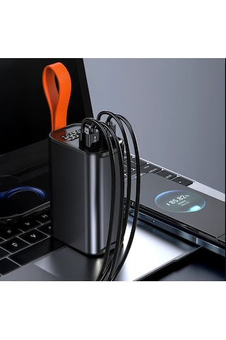 Venandin Opulix Pwb30b1 30.000 Mah Led Göstergeli 22.5w 100w Hızlı Kendinden Kablolu Powerbank Siyah