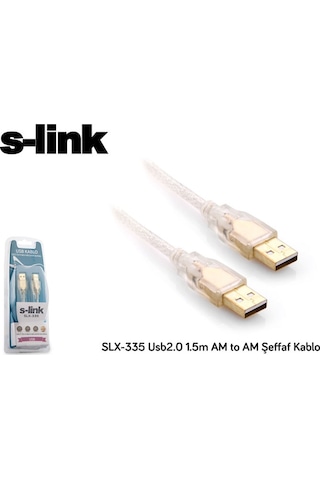 S-Link Slx-335 Usb2.0 1.5M Am To Am Şeffaf Kablo