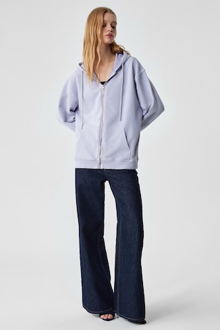Ethıquet NISPORENI Kadın Oversize Fit Kapüşonlu %100 Organik Pamuk 3 İplik Lila Sweatshirt