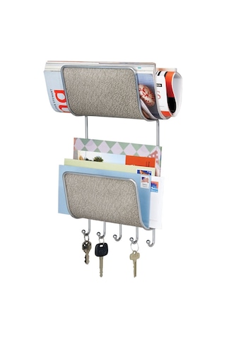 Idesıgn Mektupluk Anahtarlık Askılık 2 Katlı Metalik Gri 19X36 .