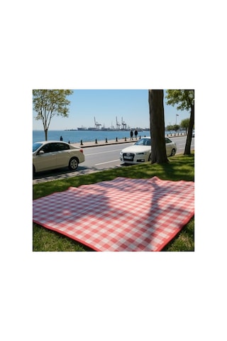 Çift Katlı Su Geçirmez Piknik Örtüsü, 200x150 Cm Boyutunda Açık Gri