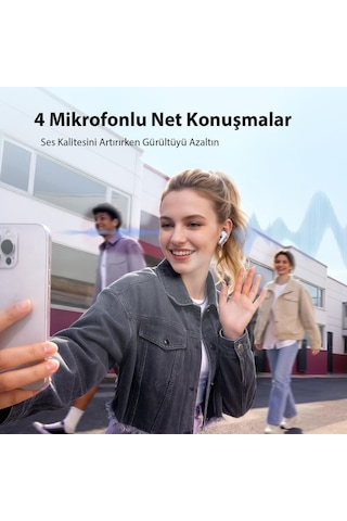 T13 Pro Bluetooth Kulaklık 6.0-50 Db Anc 4 Mics. Enc Ipx4-0.045 Sn. Beyaz