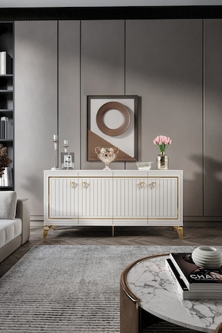 KLAS KONSOL MDF MEBRAN KAPAK EKRU GOLD