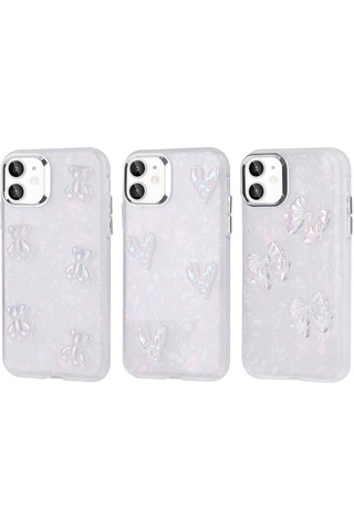 Apple Uyumlu iPhone 11 Kılıf Kabartma Figürlü Parlak Zore Eralli Silikon Kapak Ayı