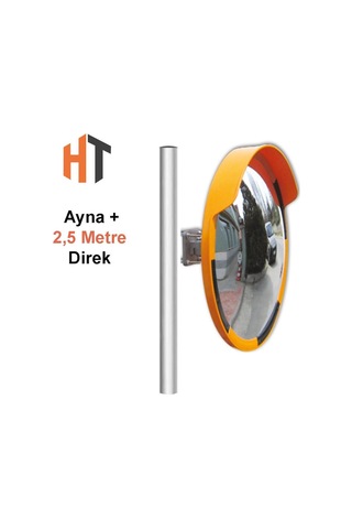 Trafik Güvenlik Aynası 60 Cm Sarı-siyah Ve 2.5 M Galvaniz Flanşlı Direk Set