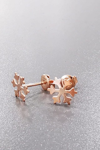 Omar Silver Kadın Kar Tanesi Çivili Gümüş Küpe