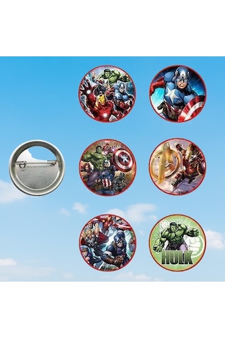 Lisanslı Yaka Çanta Rozeti Yenilmezler Avengers 6lı Paket Pinyata İçi Küçük Hediyelikler Diğer
