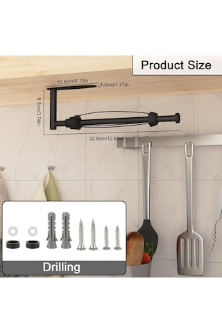 Novahub Sabit Vidalı Kağıt Havluluk, Mutfak Altı Tutucu, Paslanmaz Çelik, Yastıklama Efektli, Yer Tasarruflu, Mutfak İçin Diğer