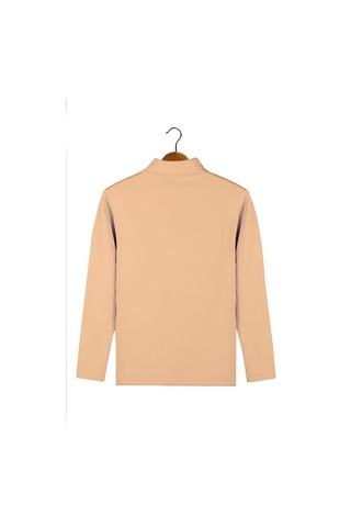 Terapi Men Erkek Krem Yarım Fermuarlı Basic Düz Sweatshirt Krem