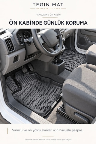 Fiat Pratico Panelvan 2017 Geometrik Desenli 3d Havuzlu Oto Paspas Siyah