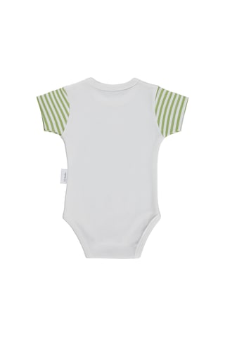 Nova Baby Yeşil Ema Kokulu Kısa Kol 1-12 Ay Çıtçıtlı Badi - Ekru