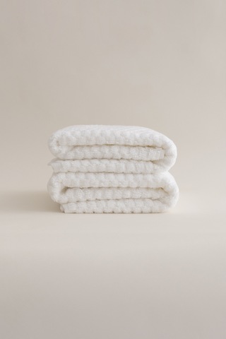 Ivory Beyaz Kabartma Dokulu Mikro Fiber %100 Pamuk 2li El Yüz Hav Beyaz