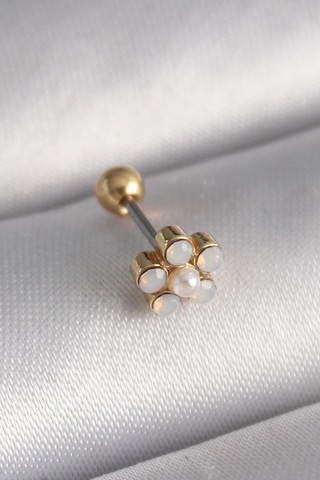Mey Najmaddin 316l Çelik Gold Renk Zirkon Taşlı Çiçek Model Tragus Piercing Najmaddin Çok Renkli