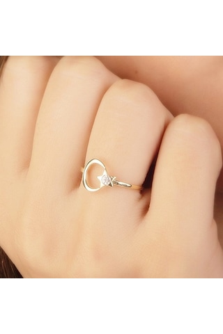 Ayyıldız Tektaş Altın Yüzük 14K Gold 364012519