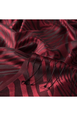 İpekevi Zebra Jakar Desenli İpek Şal Bordo