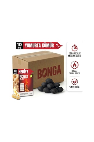 Briket Yumurta Kömür - 10 Kg + Hediye 10 Adet Kömür Tutuşturucu