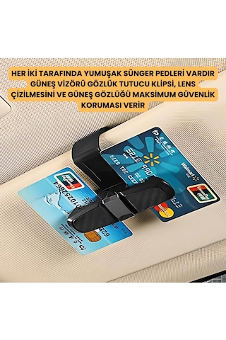 Coofbe Klipsli 180 Derece Döner Klipsli Araç İçi Gözlük Tutucu Kart Tutucu Oto Araç Gözlük Tutacagi 01