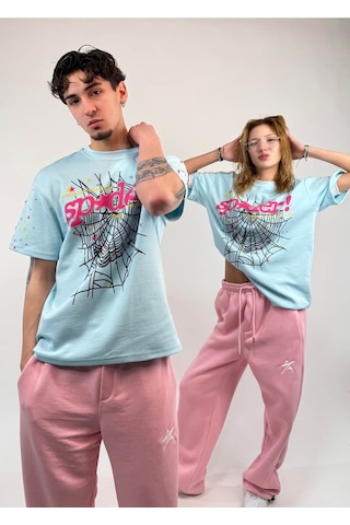 Zaee Spider Taş Detay Oversize Tişört Çok Renkli