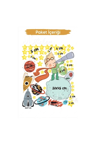 Küçük Prens Uzay Macerası Çocuk Bebek Odası Duvar Sticker Seti