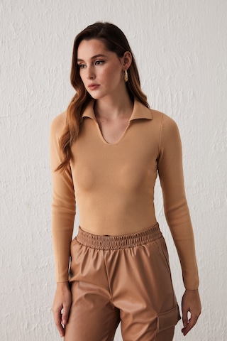 Sateen Polo Yaka Triko - Bisküvi-132060 Bisküvi